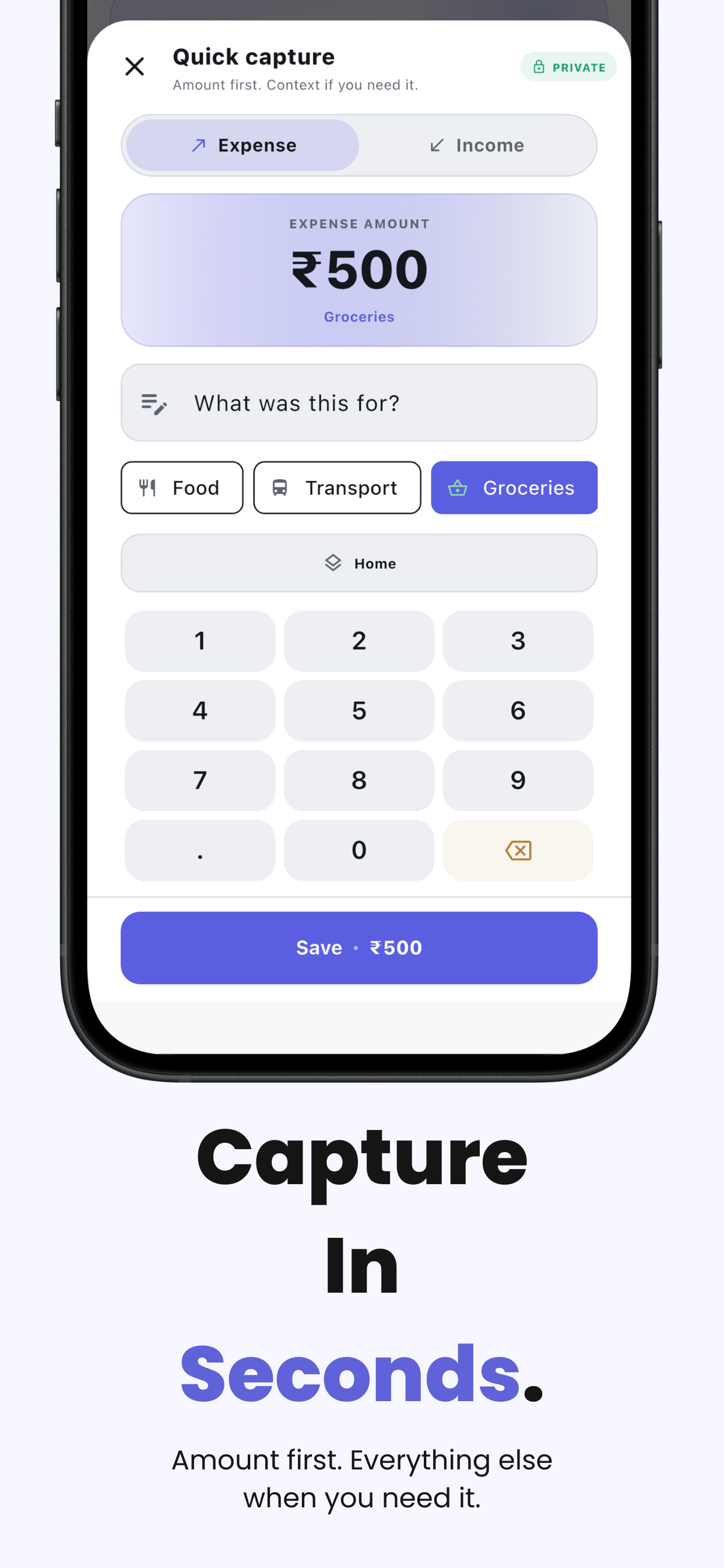 Riqo capture transaction screen